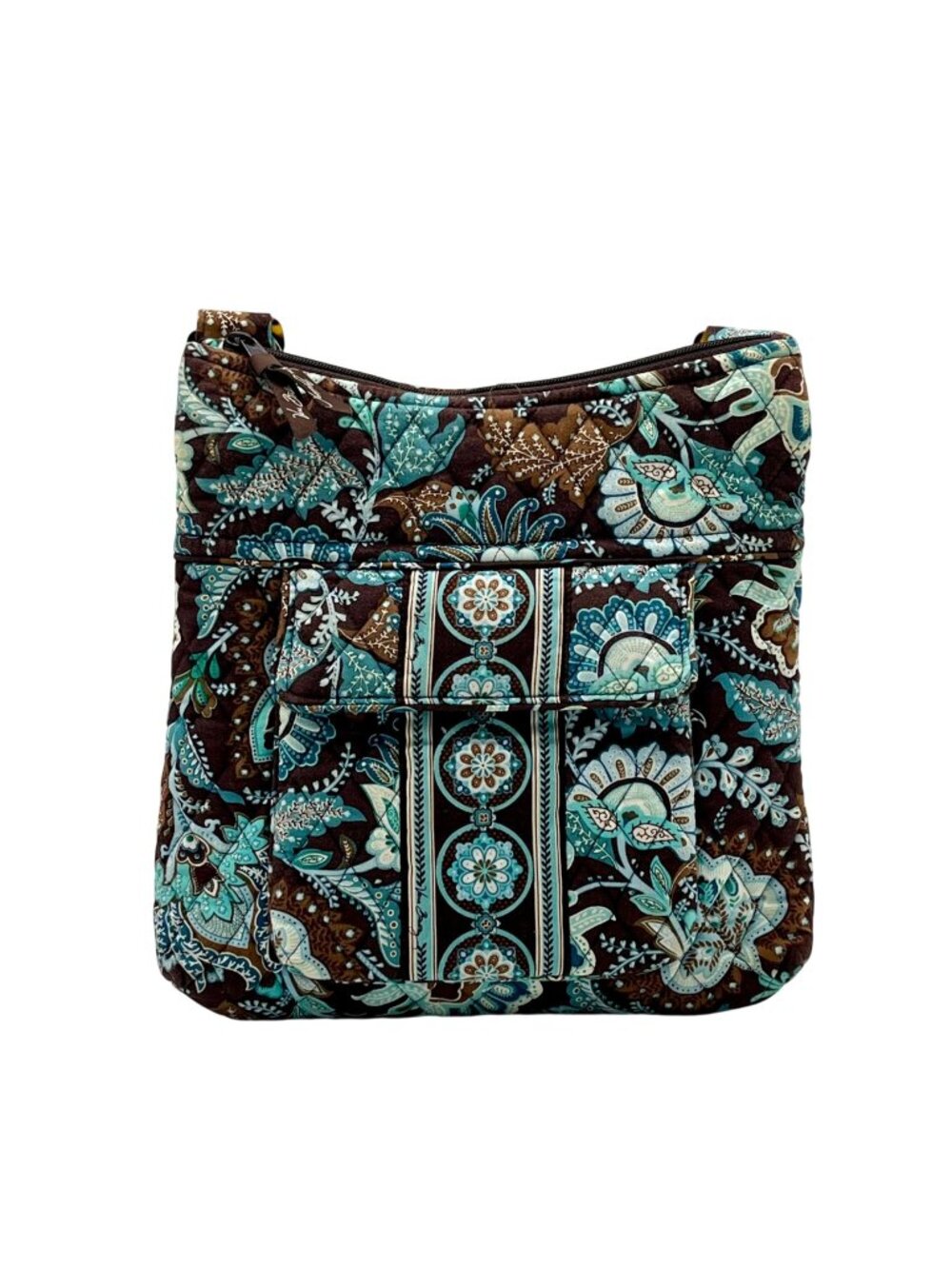 Vera Bradley Java Blue And Brown Cotton Crossbody